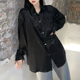 Hearujoy Mens Chinese Style Dragon Totem Printed Shirt 2024 Spring New Fashion Versatile Satin Streetwear Retro Long Sleeve Top Unisex